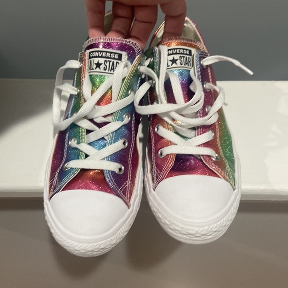 Big Girls Size 3 Metallic Glitter Rainbow Converse RARE - Picture 15 of 15
